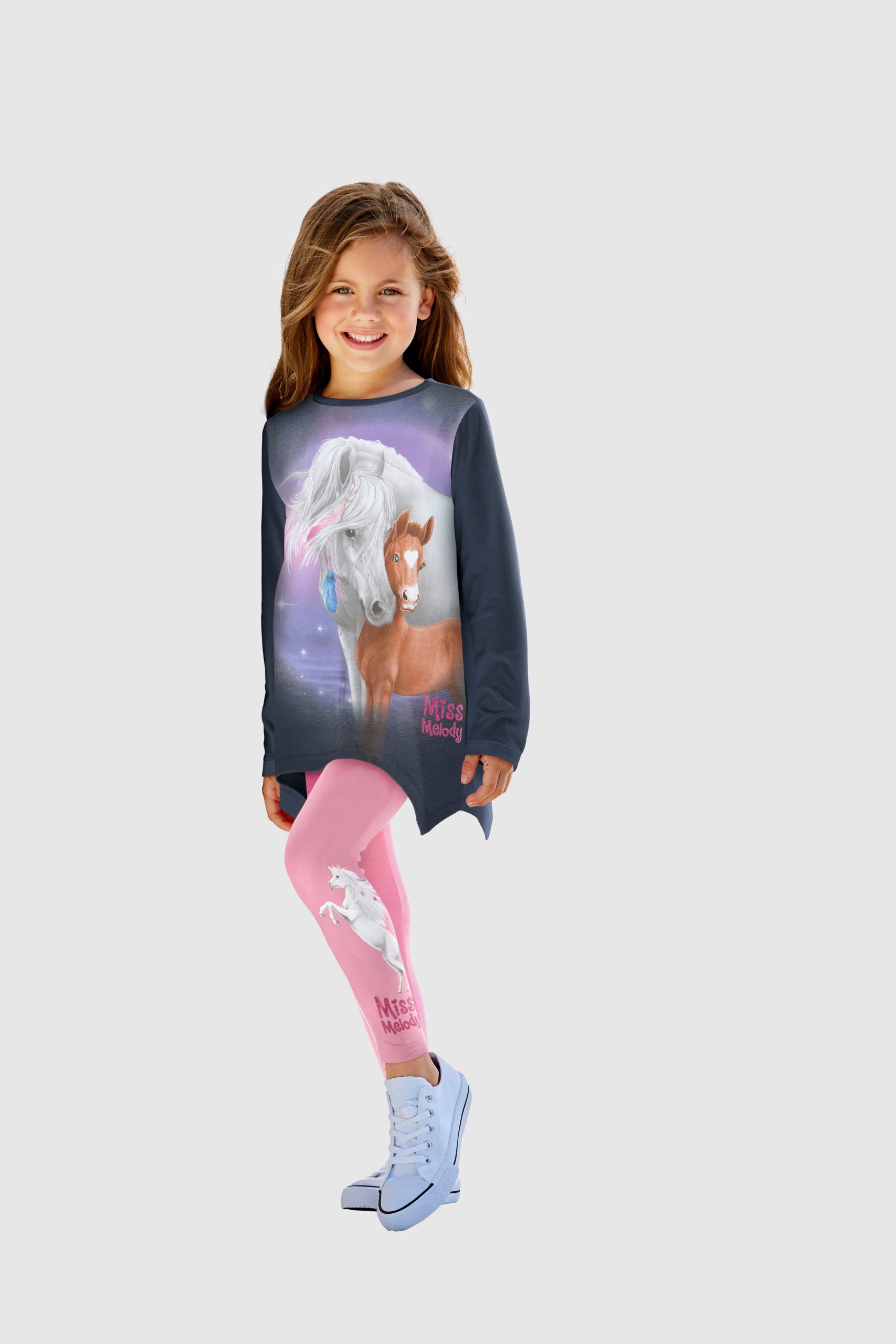 Miss Melody 2-Piece Horse Print Set - Long Sleeve Shirt & Leggings