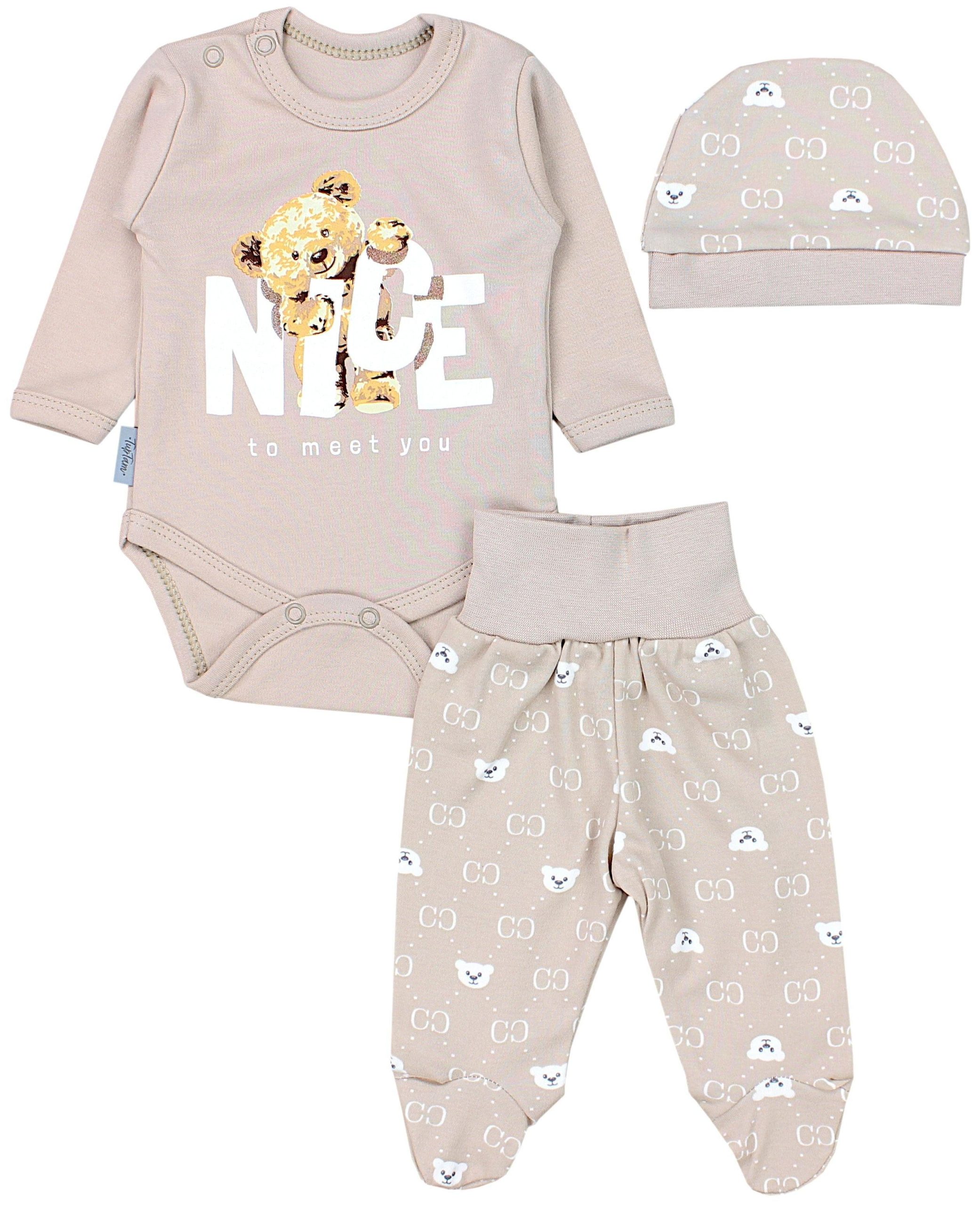 TupTam Baby Essentials Package - Unisex Long Sleeve Bodysuit, Pants & Hat Set
