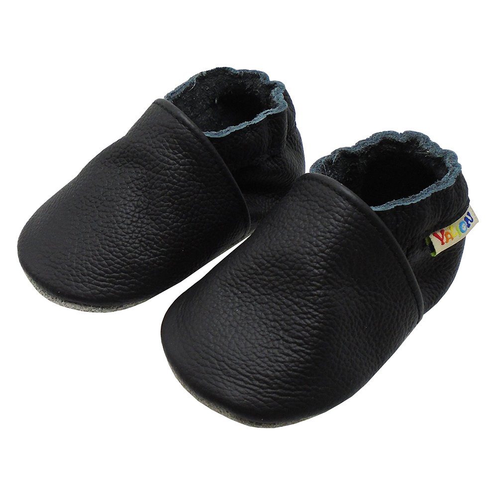 Yalion® Genuine Leather Baby Walking Shoes - Soft & Breathable - Black