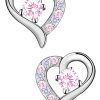 Limana Paar Ohrstecker Ohrringe 925 Sterling Silber Herz Herzohrringe rosa lilafür jeden Tag (inkl. Geschenkdose)