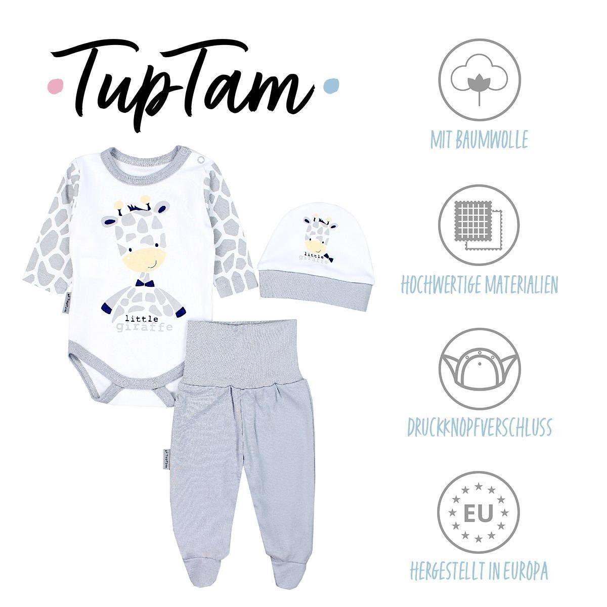 TupTam Baby Essentials Package - Unisex Long Sleeve Bodysuit, Pants & Hat Set