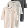 Next Baby Sleepsuits 3-Pack - Fleece & 2-Way Zip - Star Design