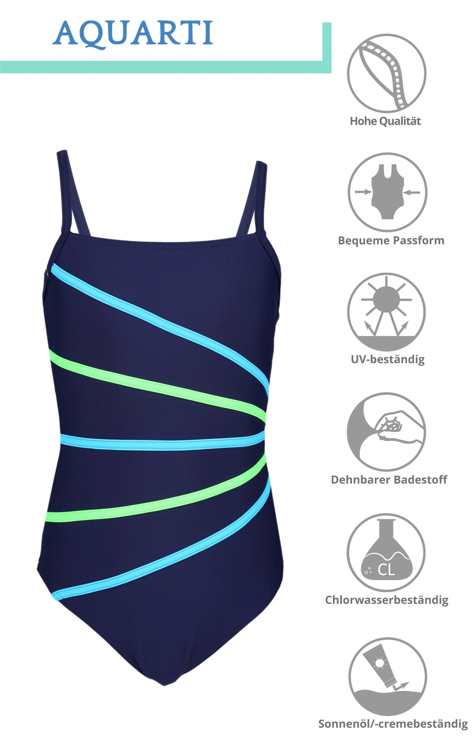 Aquarti Girls' Swimsuit: Striped Spaghetti Strap Design | Official Outlet Aquarti Girls' Swimsuit: Striped Spaghetti Strap Design | Official Outlet