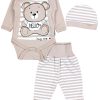 TupTam Baby Essentials Package - Unisex Long Sleeve Bodysuit, Pants & Hat Set