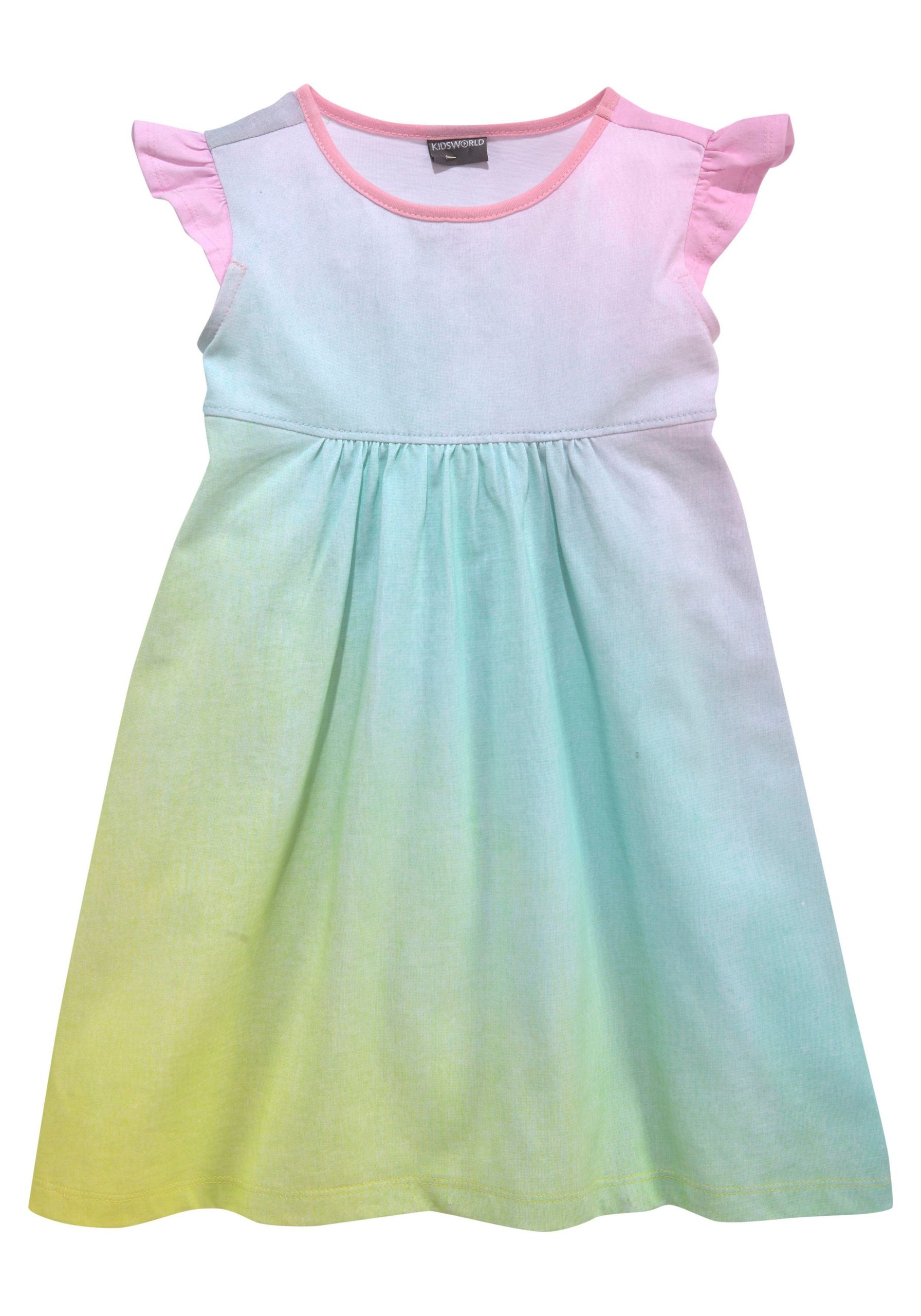KIDSWORLD Rainbow Jersey Dress - Girls' Knee-Length, Flutter Sleeve