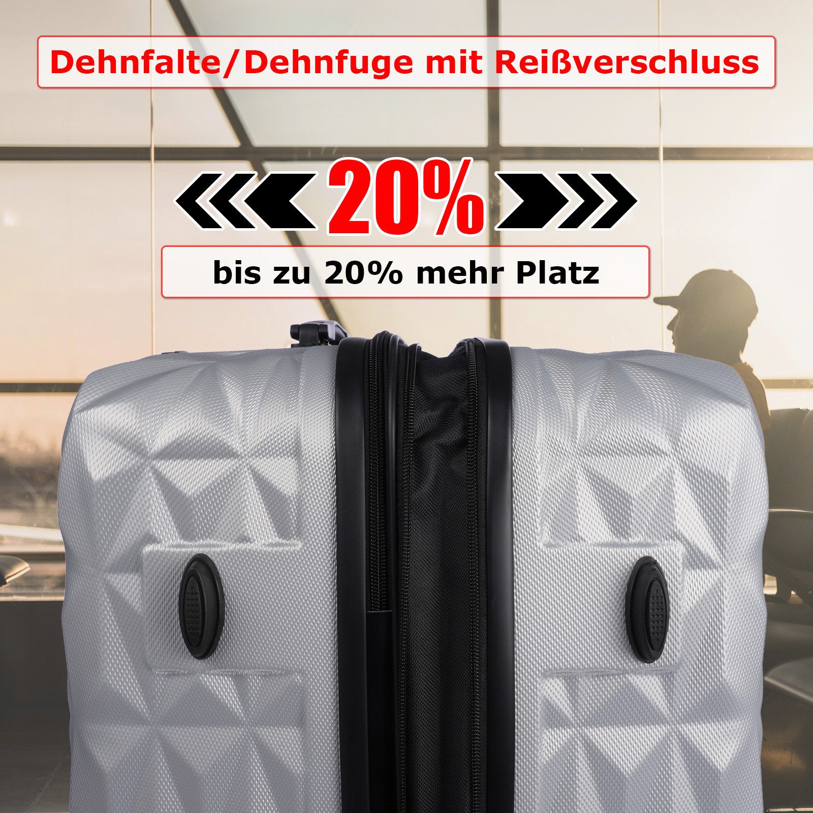 Weissmantel Kofferset 5er Koffern Set Hartschalenkoffer - Handgepäck, Mittelgroße & XL Reisekoffer