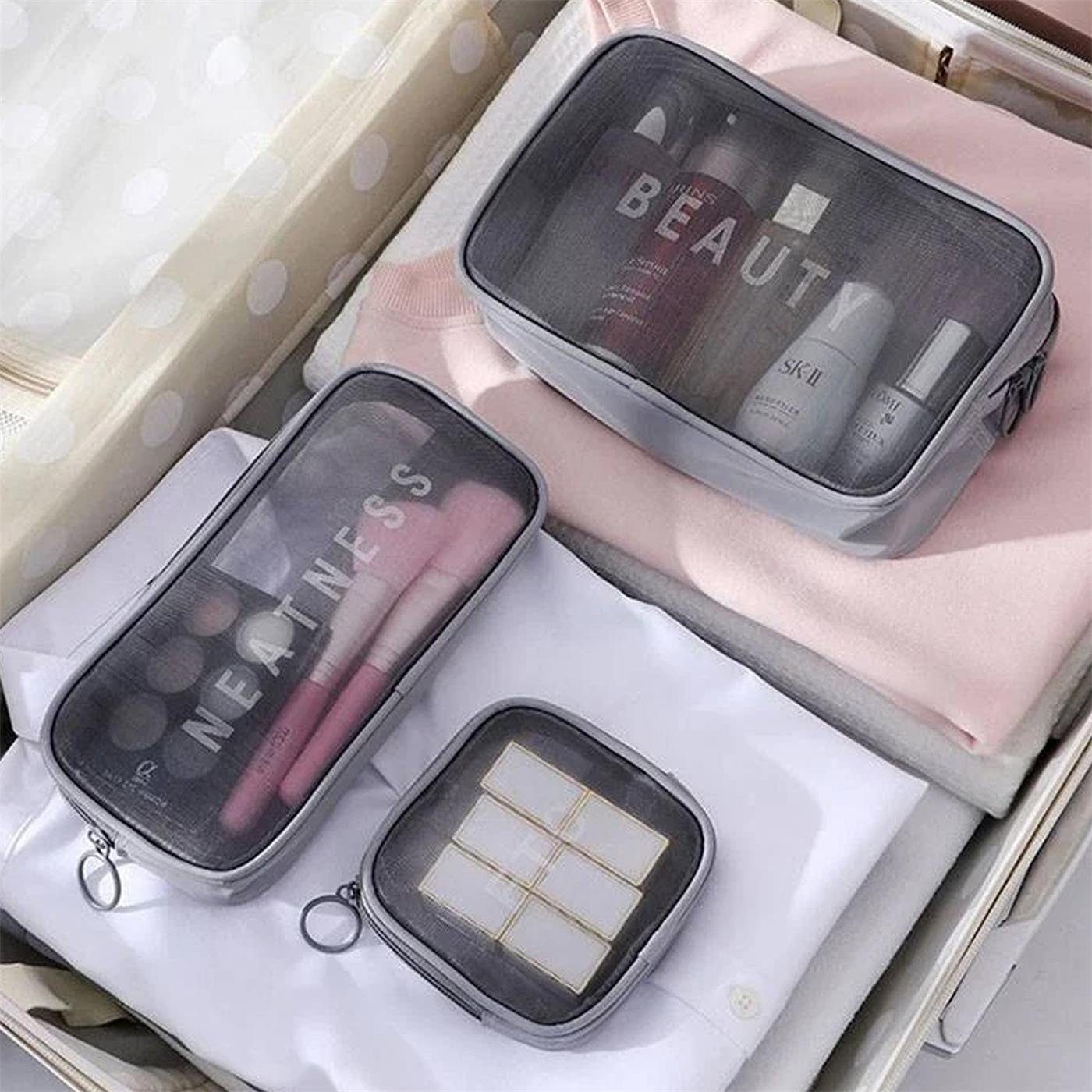 VERCO 3-Piece Cosmetic & Toiletry Bag Set - Travel Makeup Case VERCO 3-Piece Cosmetic & Toiletry Bag Set - Travel Makeup Case