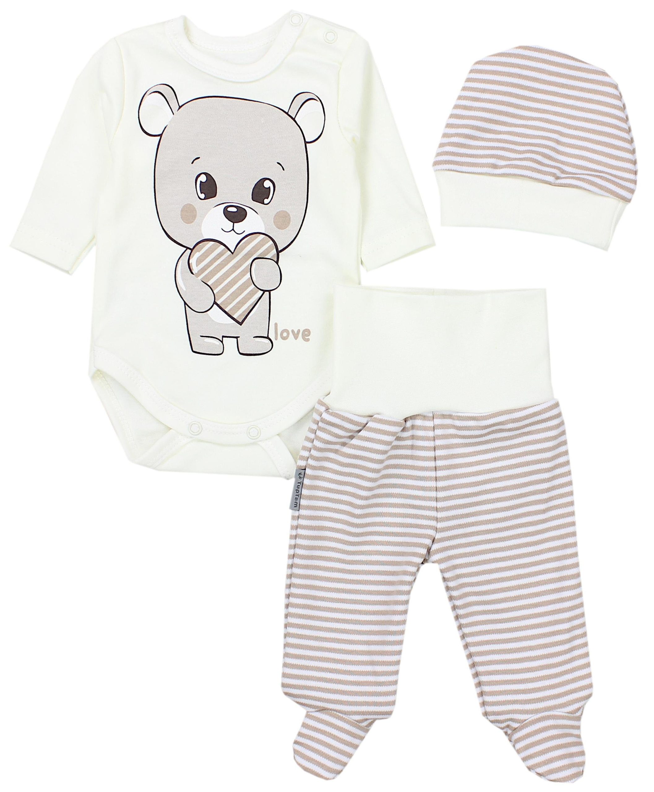 TupTam Baby Essentials Package - Unisex Long Sleeve Bodysuit, Pants & Hat Set