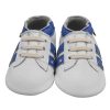 Yalion Soft Leather Baby Walking Shoes with Rubber Sole - Blue Stripe, Outdoor First Walker