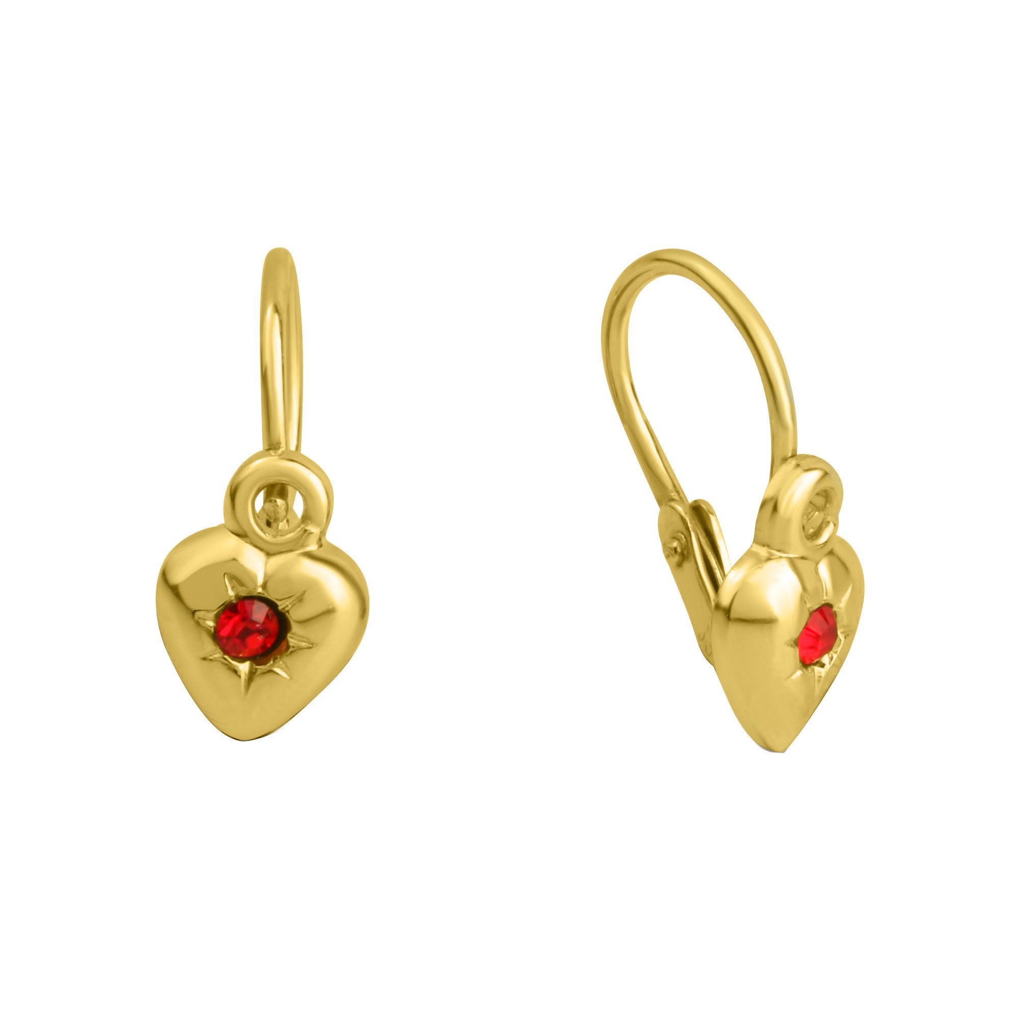 ZeeMe Kids Gold Heart Earrings - 333 Gold Cubic Zirconia
