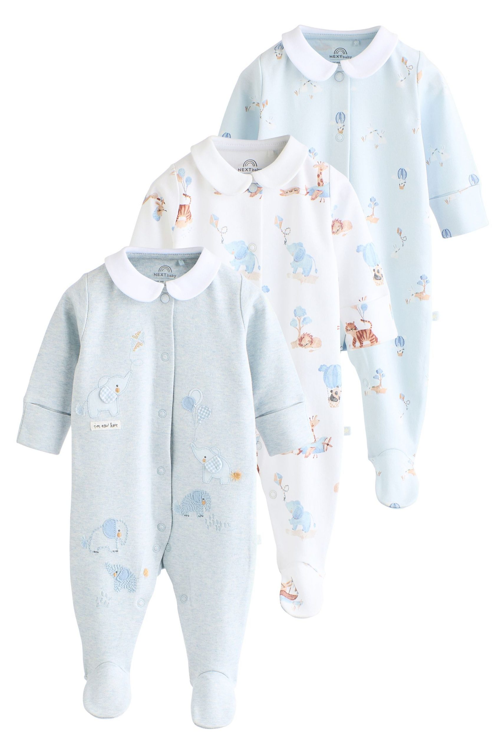 Next 3-Pack Cotton Baby Sleepsuits | Gentle Comfort for Little Ones