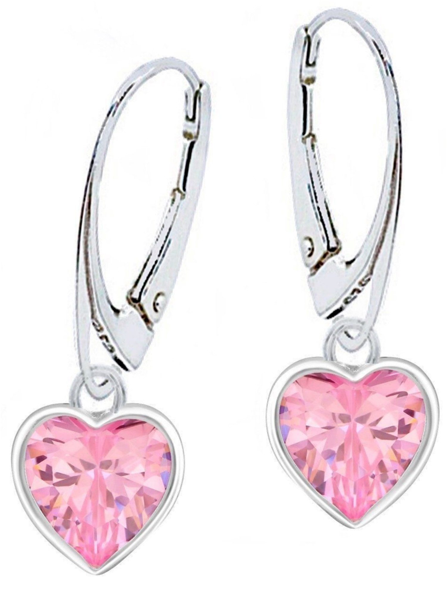 OROVOVO Herz Ohrhänger 925 Sterling Silber mit Zirkonia - Materia Schmuck