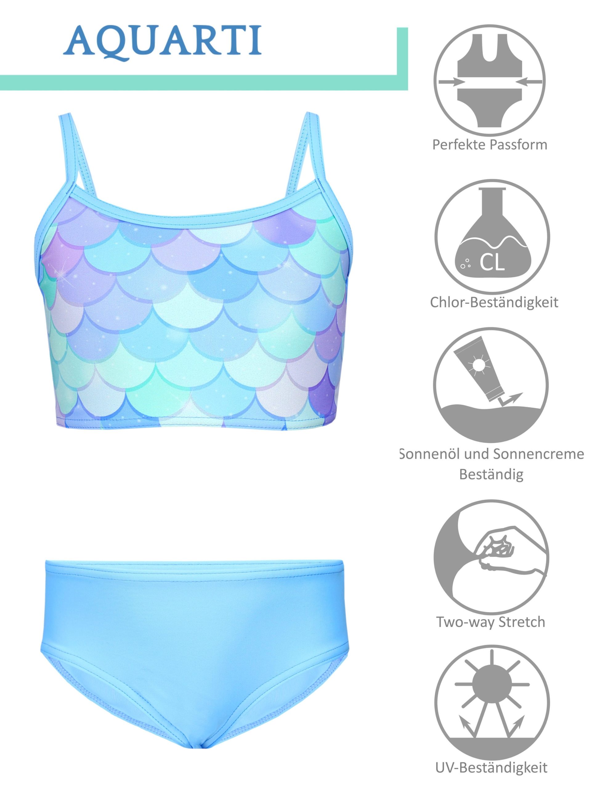 Aquarti Girls' Bikini Set - Mermaid or Stripe Design