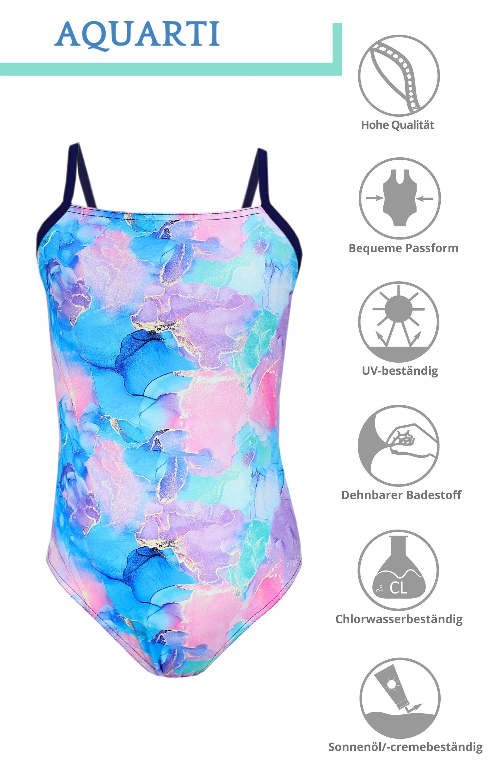 Aquarti Girls' Swimsuit: Striped Spaghetti Strap Design | Official Outlet