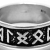 Kiss of Leather Silver Rune Ring - Elder Futhark Viking Band - 925 Sterling