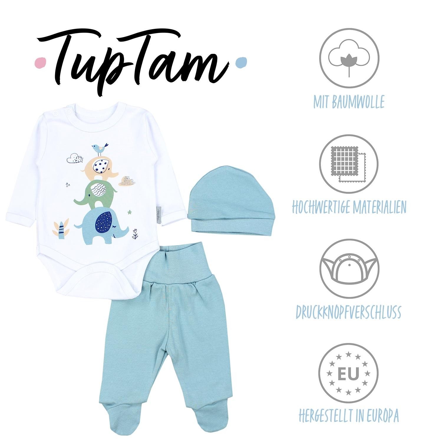 TupTam Baby Essentials Package - Unisex Long Sleeve Bodysuit, Pants & Hat Set