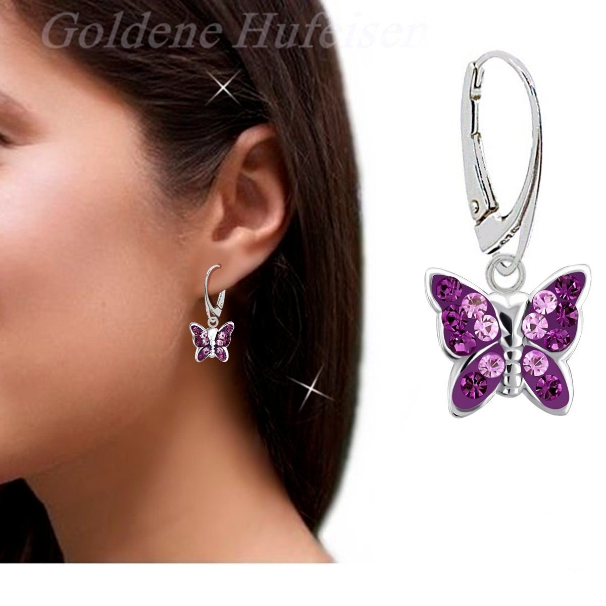 OROVIVO Victoria Schmuck: Kristall-Schmetterling-Ohrringe Set aus 925er Silber (4-tlg)