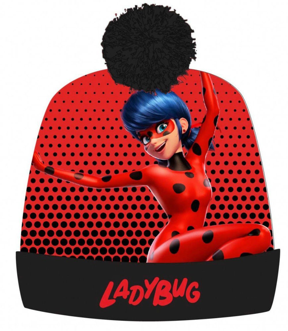 Miraculous Ladybug Children's Winter Hat with Pom-pom, Red, Size 52 cm Head Circumference