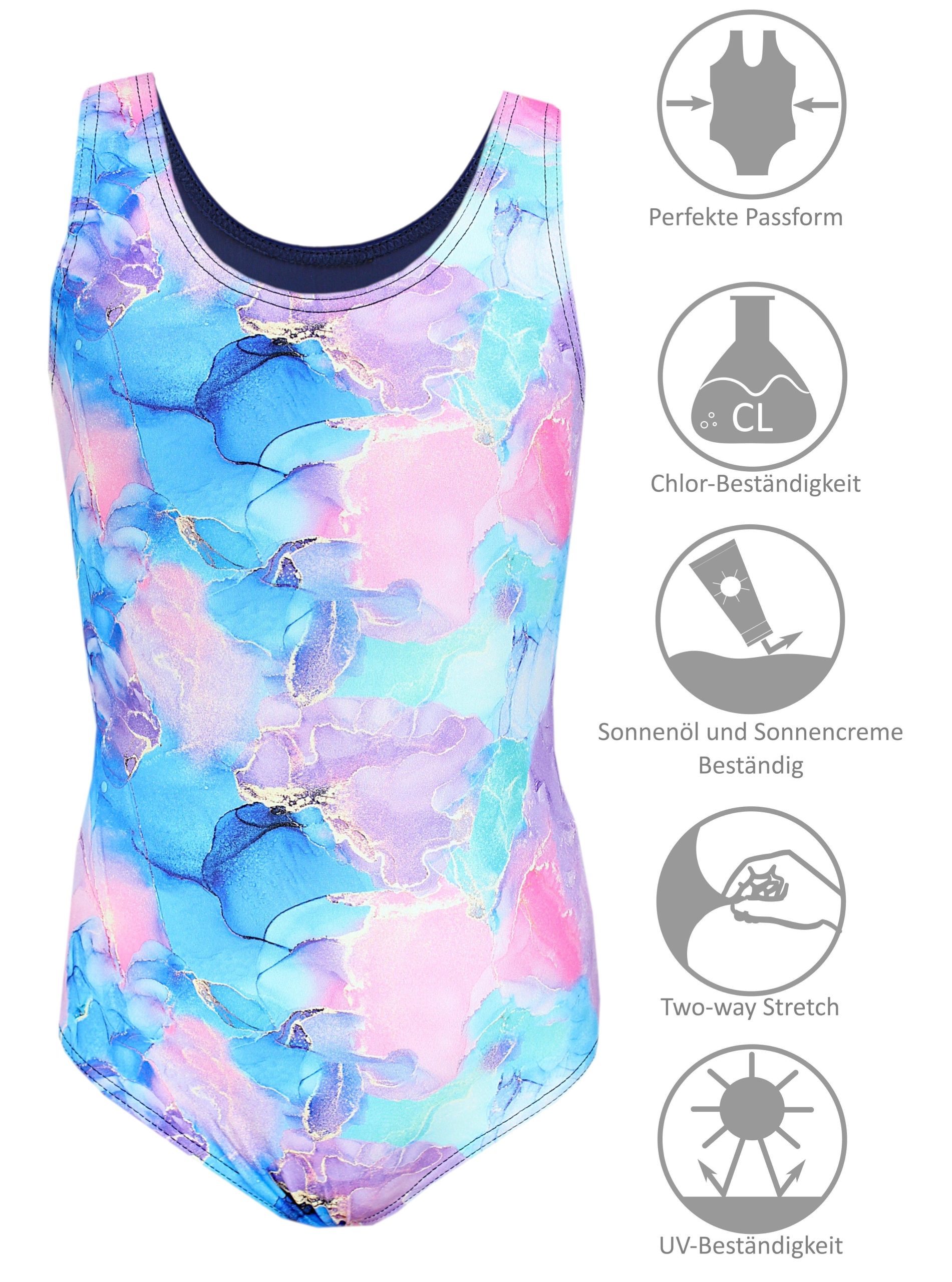 Aquarti Mädchen Sport Schwimmanzug mit Ringerrücken Print Aquarti Mädchen Sport Schwimmanzug mit Ringerrücken Print