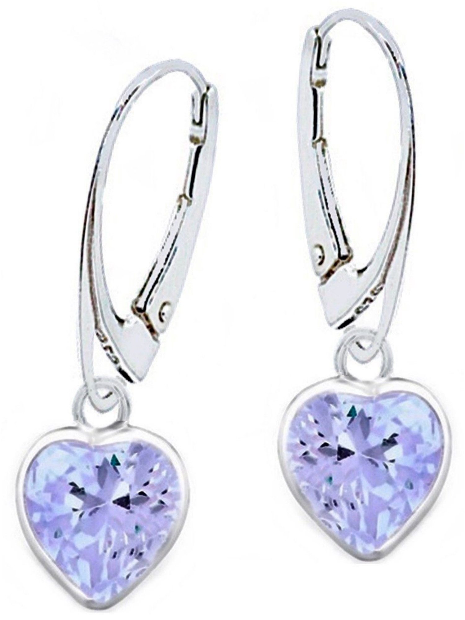 OROVOVO Herz Ohrhänger 925 Sterling Silber mit Zirkonia - Materia Schmuck