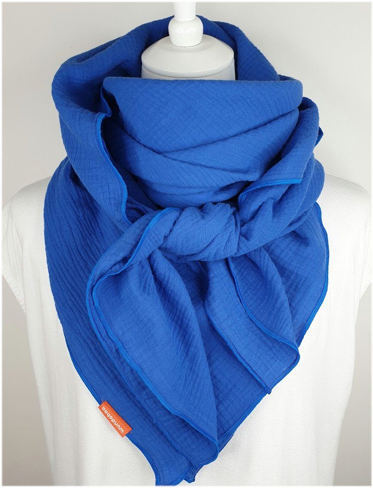 wundabaa Muslin Scarf - Soft Organic Cotton Wrap - Neck Scarf, Shawl, Triangle - Blue & More Colors