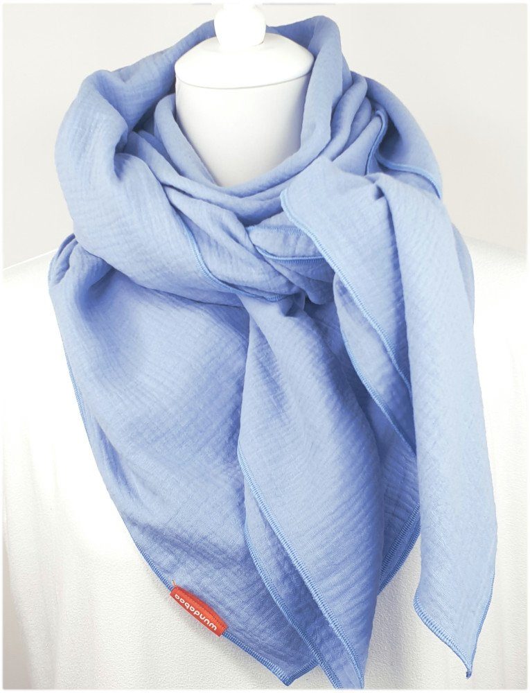 wundabaa Muslin Scarf - Soft Organic Cotton Wrap - Neck Scarf, Shawl, Triangle - Blue & More Colors