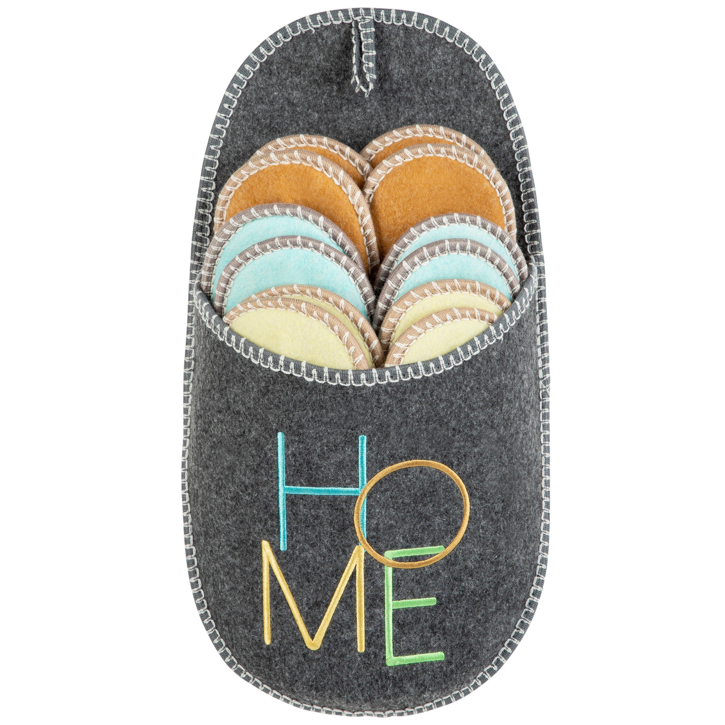 ONVAYA ABS Guest Slippers "HOME" - 6-Piece Set | Felt | Non-Slip