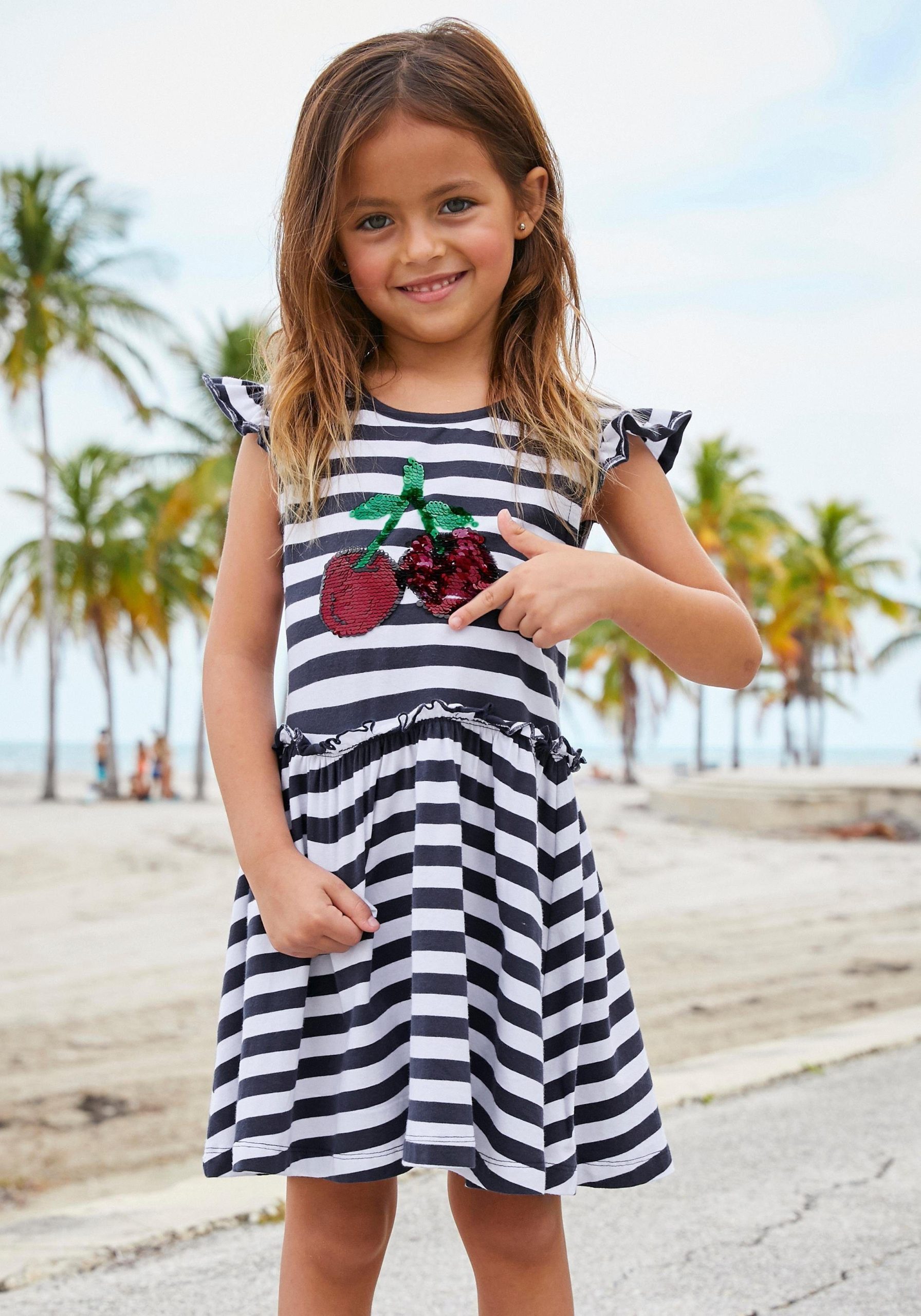 KIDSWORLD Jerseykleid für kleine Mädchen festlich, kniefrei, verspielt, aus Baumwolmischung