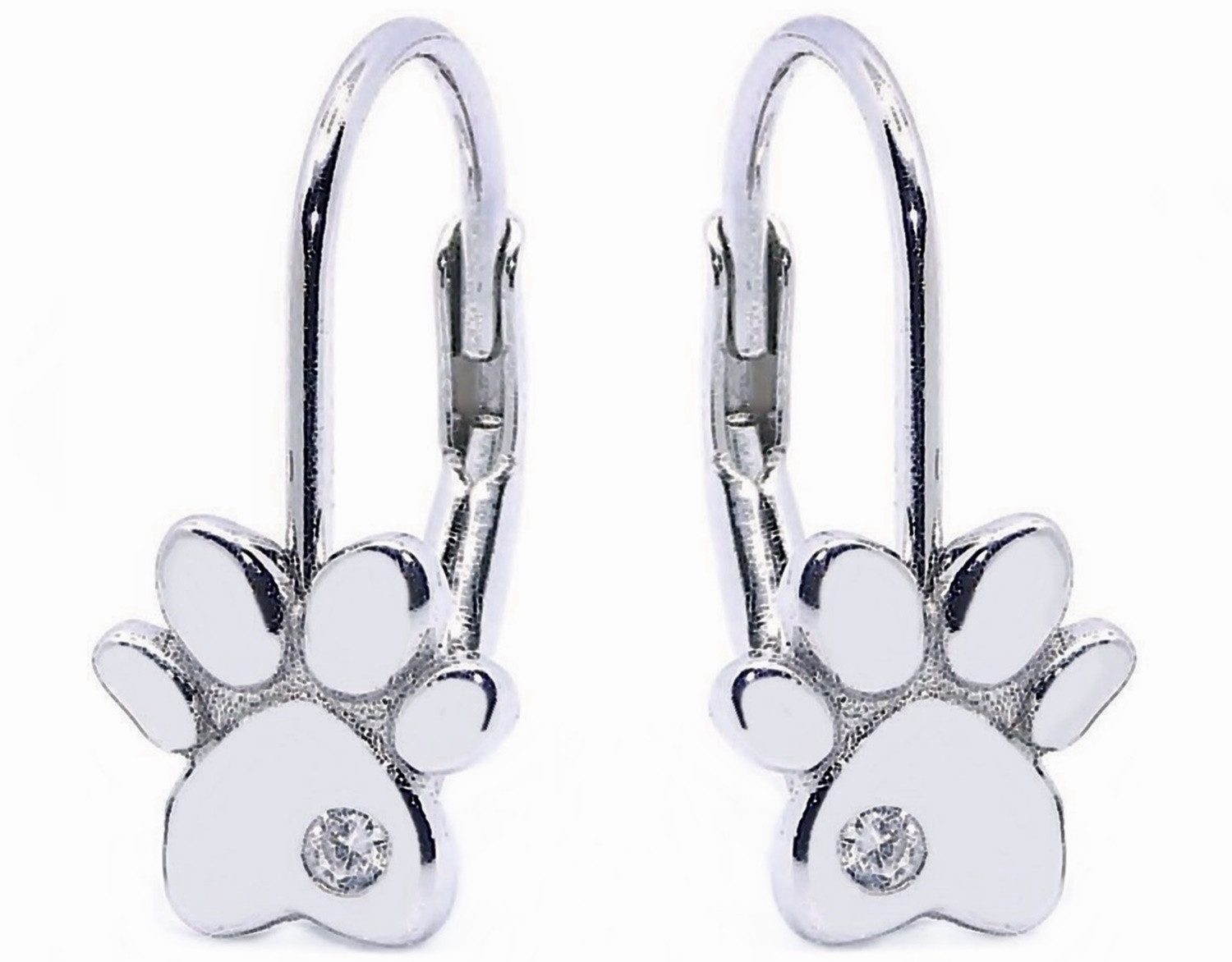 Golden Star Paw Print Earrings - 925 Sterling Silver Zirconia