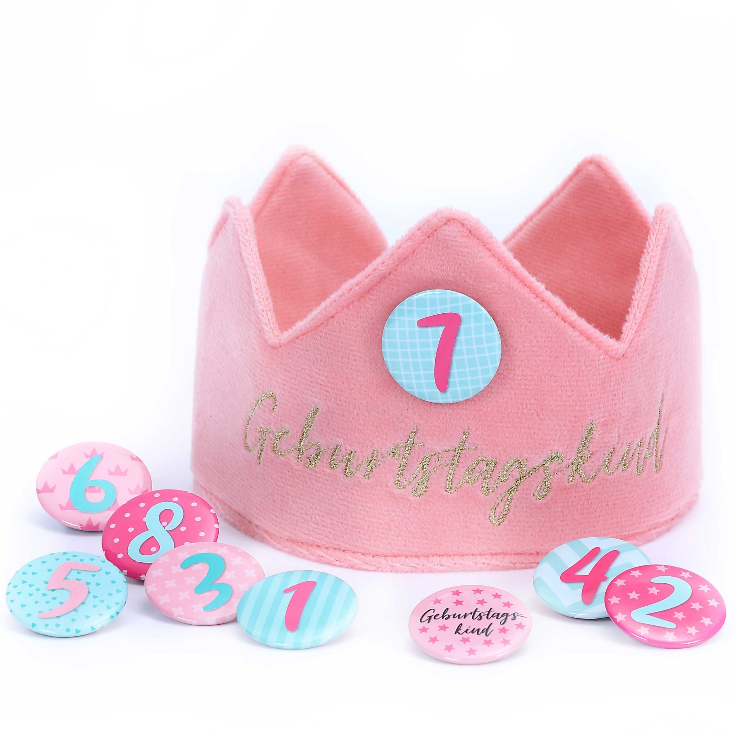 PAPIERDRACHEN Velvet Birthday Crown with Numbers - Kids Party Decor