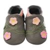 Yalion Genuine Leather Walking Shoes - Soft First Walker Moccasins - 3-Flower Grey
