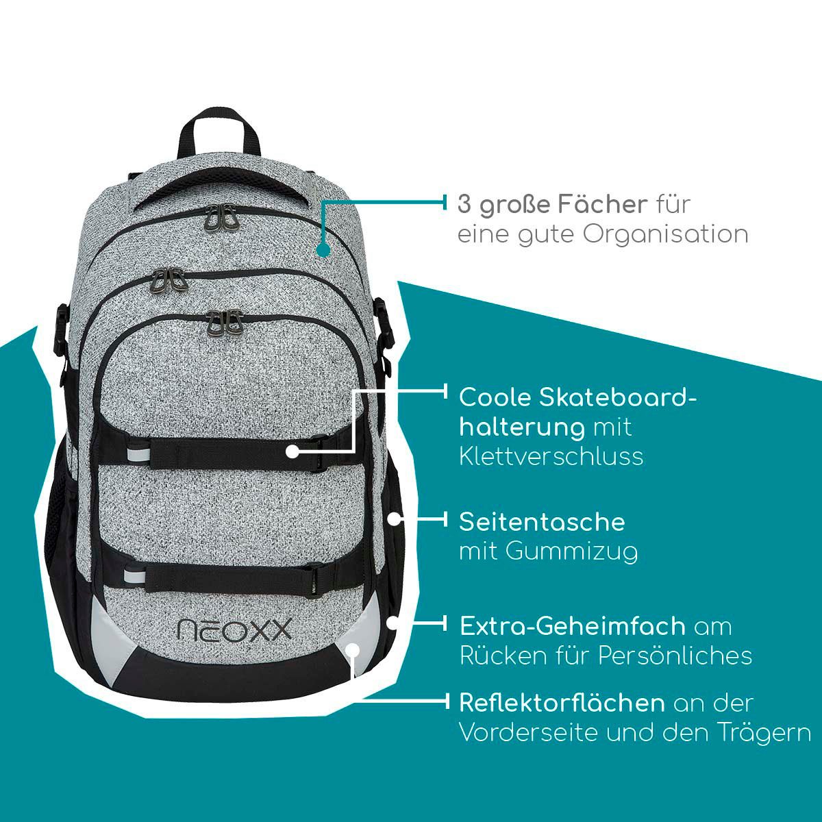 neoxx Schulrucksack Wool the World Rucksack & Sporttasche (Set, 2-tlg), aus recycelten PET-Flaschen