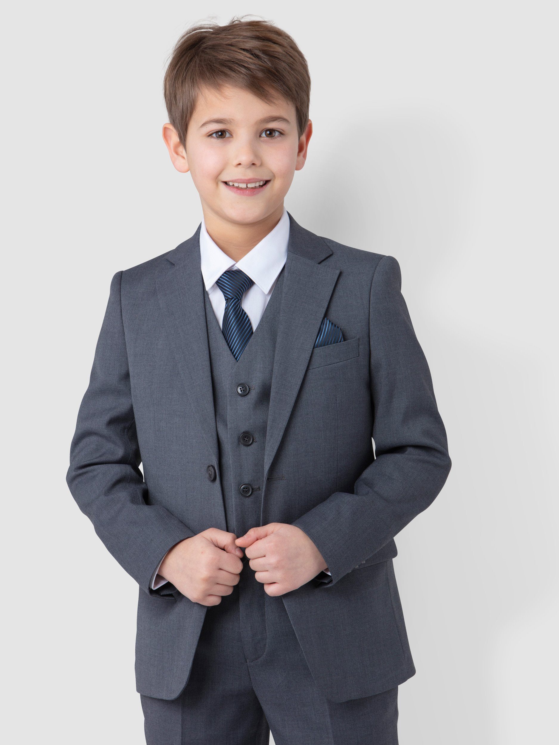 SANDER STELLAN Boysuit - Grey Slim-Fit Suit Set for Communion & Special Occasions