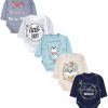 TupTam 5-Pack Baby Unisex Long Sleeve Bodysuit with Prints/Solids