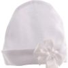 La Bortini Baby Hat with Bow - White Cotton - Christening & Gift - Sizes 36-48