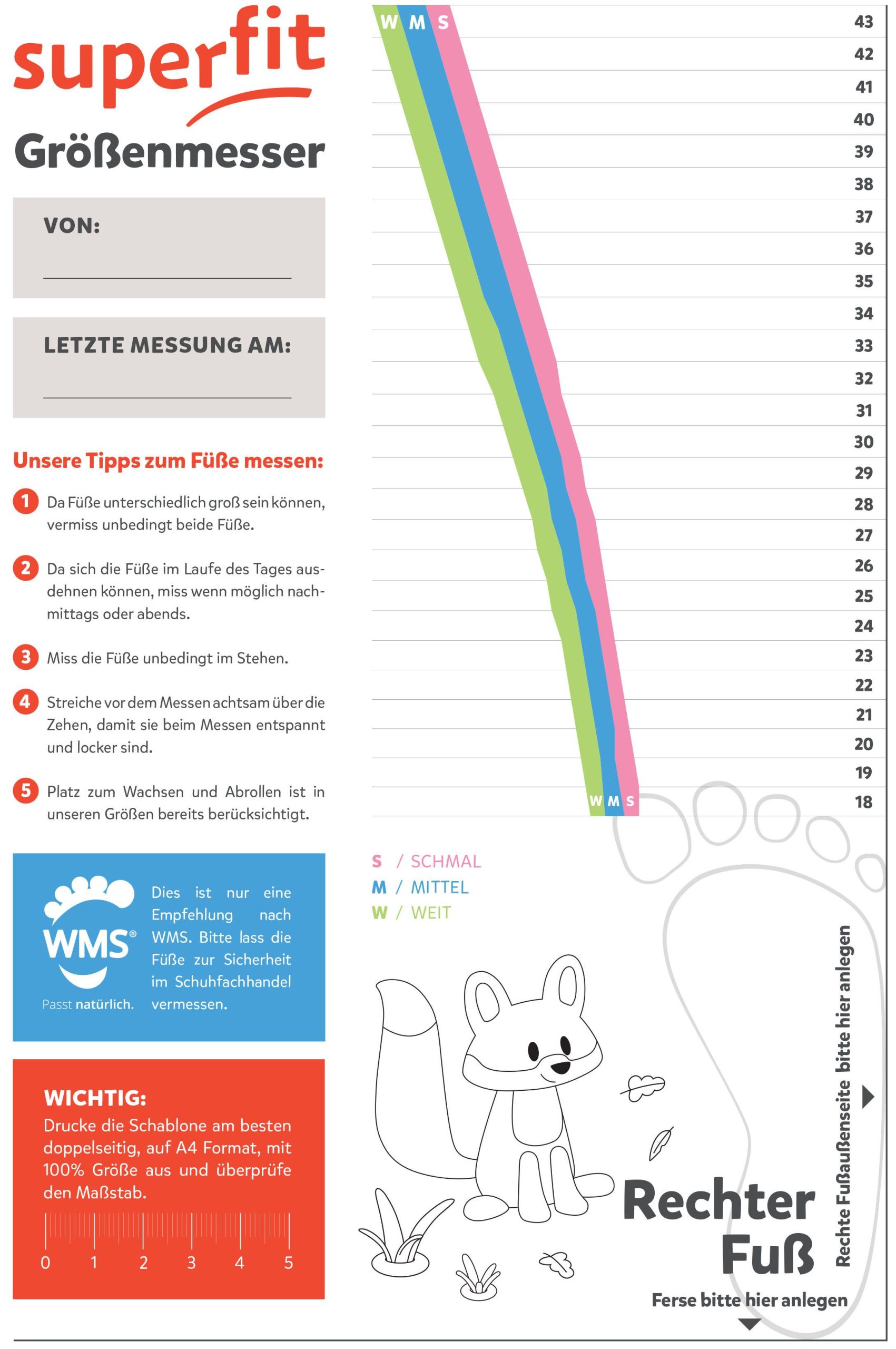 Superfit BILL WMS: Mittel Hausschuh, Kindergartenschuh mit Klettverschluss, Größenschablone zum Download