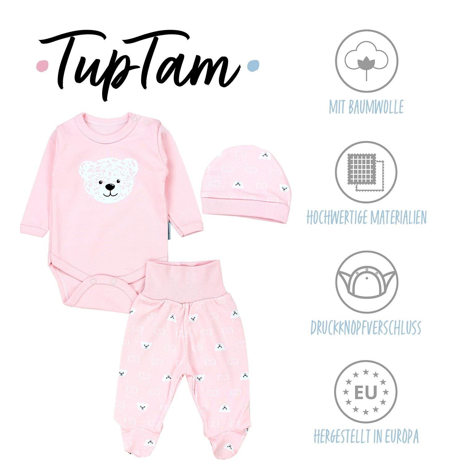 TupTam Baby Essentials Package - Unisex Long Sleeve Bodysuit, Pants & Hat Set