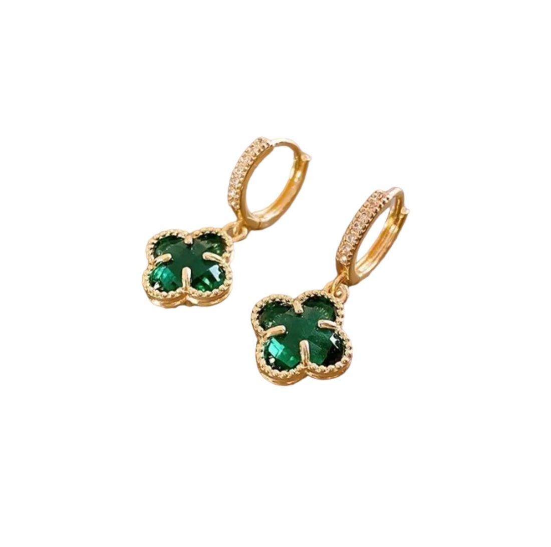 Lale Collection Clover & Bloom Earrings - Lucky Charm Gold & Green