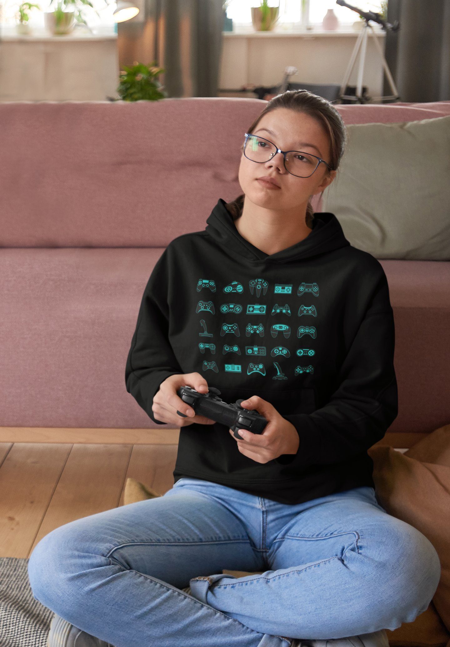 Baddery Kapuzenpullover Kinder Gamer Hoodie