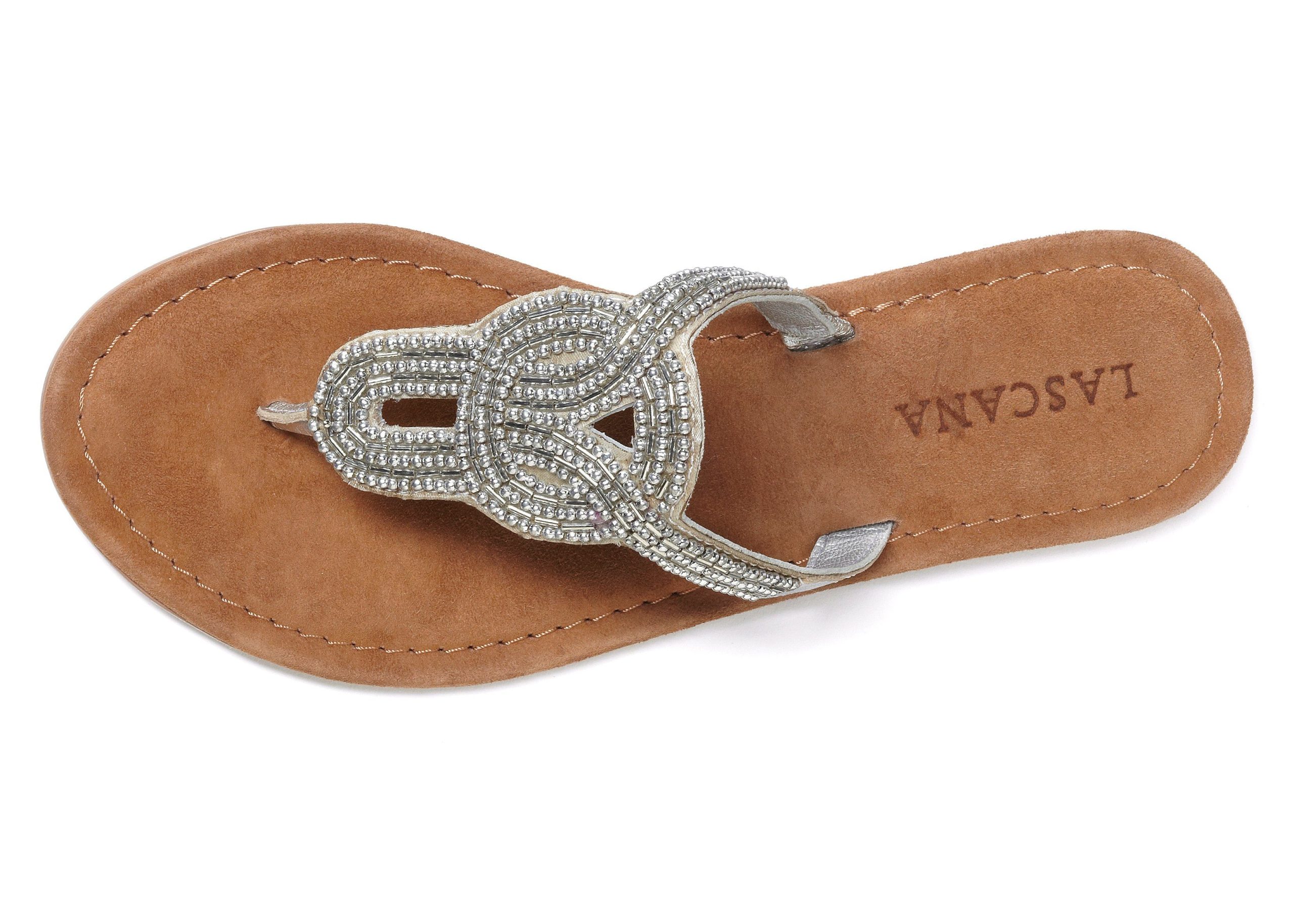 LASCANA Zehentrenner Sandale, Pantolette mit Zierperlen LASCANA Zehentrenner Sandale, Pantolette mit Zierperlen