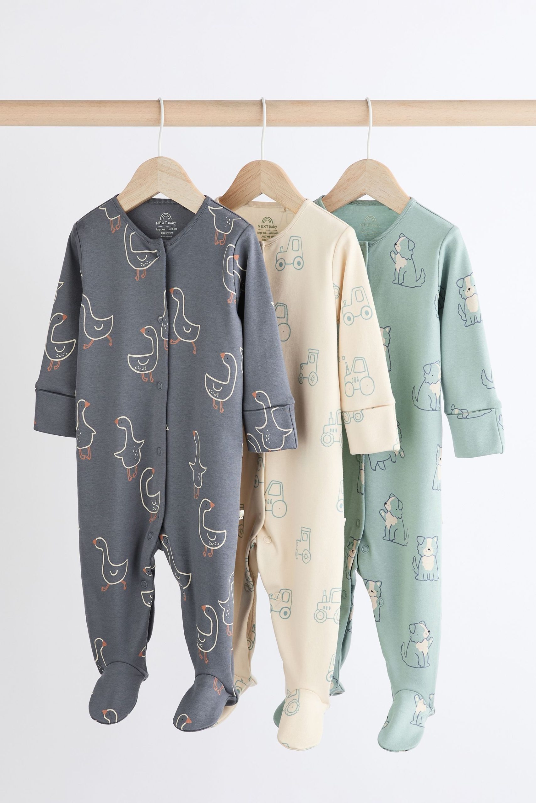Next 3-Pack Cotton Baby Sleepsuits | Gentle Comfort for Little Ones