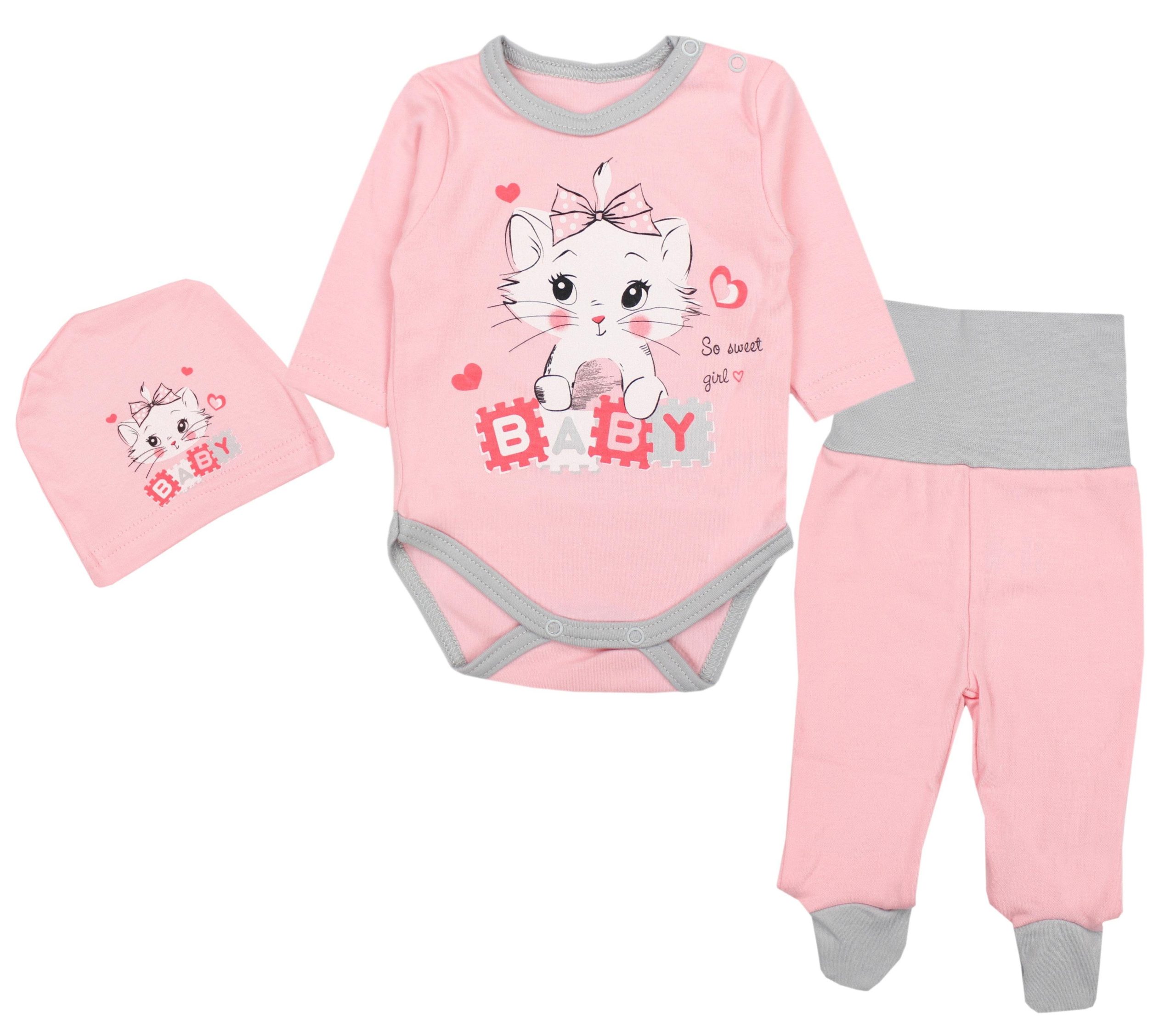 TupTam Baby Essentials Package - Unisex Long Sleeve Bodysuit, Pants & Hat Set