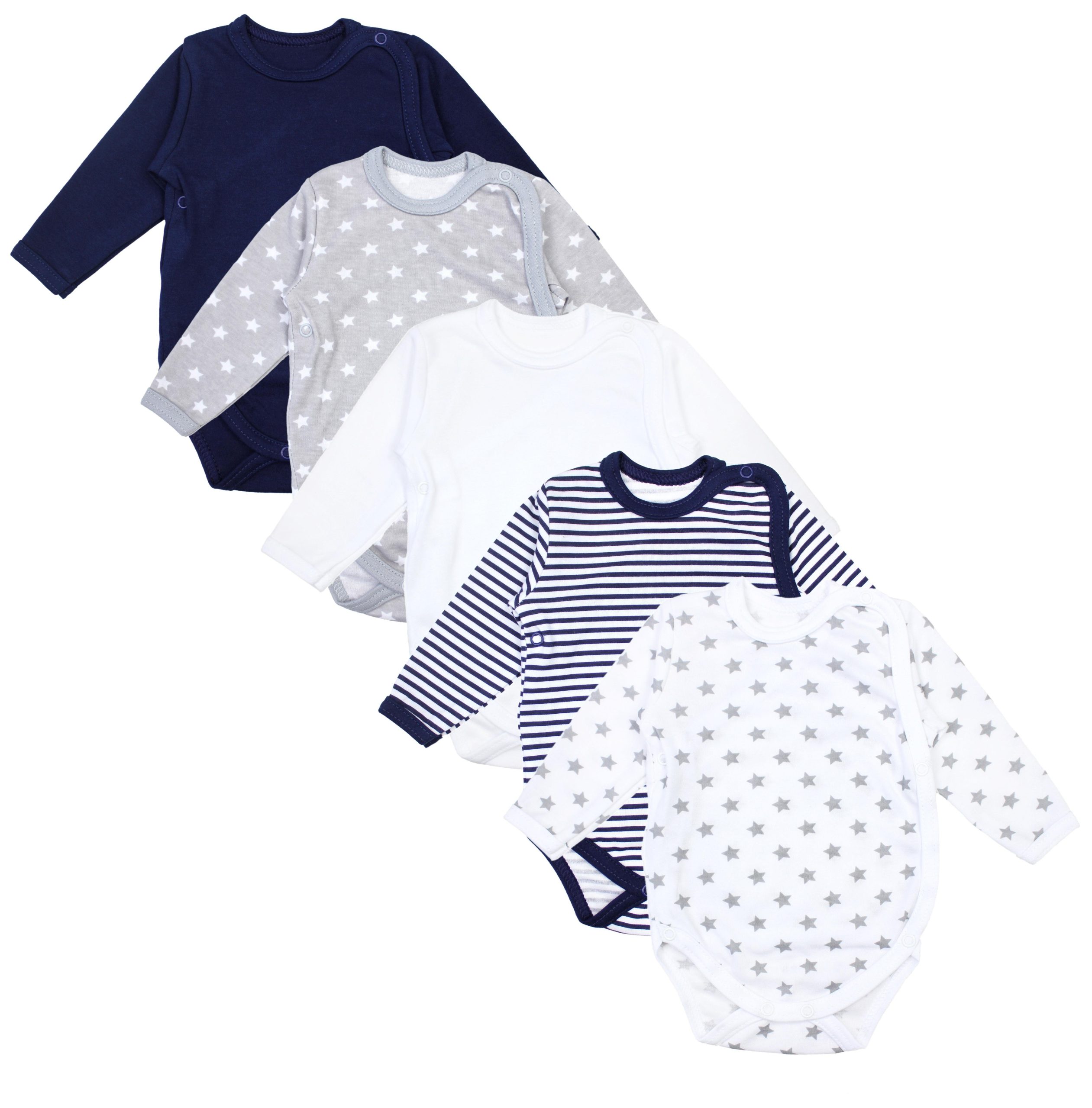 TupTam 5-Pack Baby Unisex Long Sleeve Bodysuit with Prints/Solids