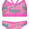 PUMA Girls' Bikini Set - All-Over Logo Print - Sustainable Swimwear