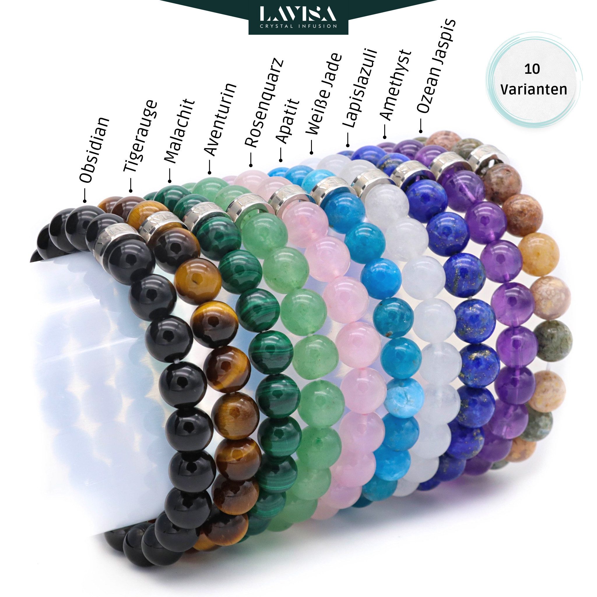 LAVISA Gemstone Bracelet | Natural Stone Beads | Healing Crystals | Unisex LAVISA Gemstone Bracelet | Natural Stone Beads | Healing Crystals | Unisex