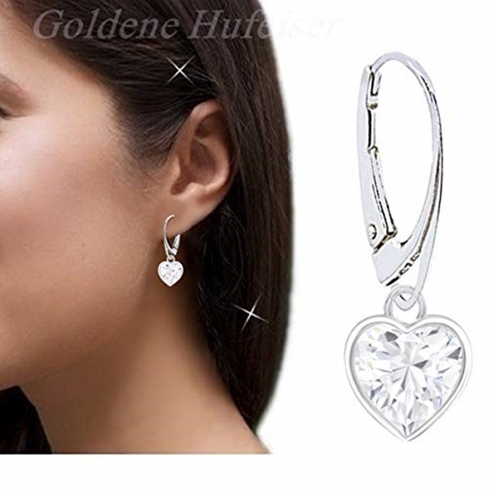 OROVOVO Herz Ohrhänger 925 Sterling Silber mit Zirkonia - Materia Schmuck