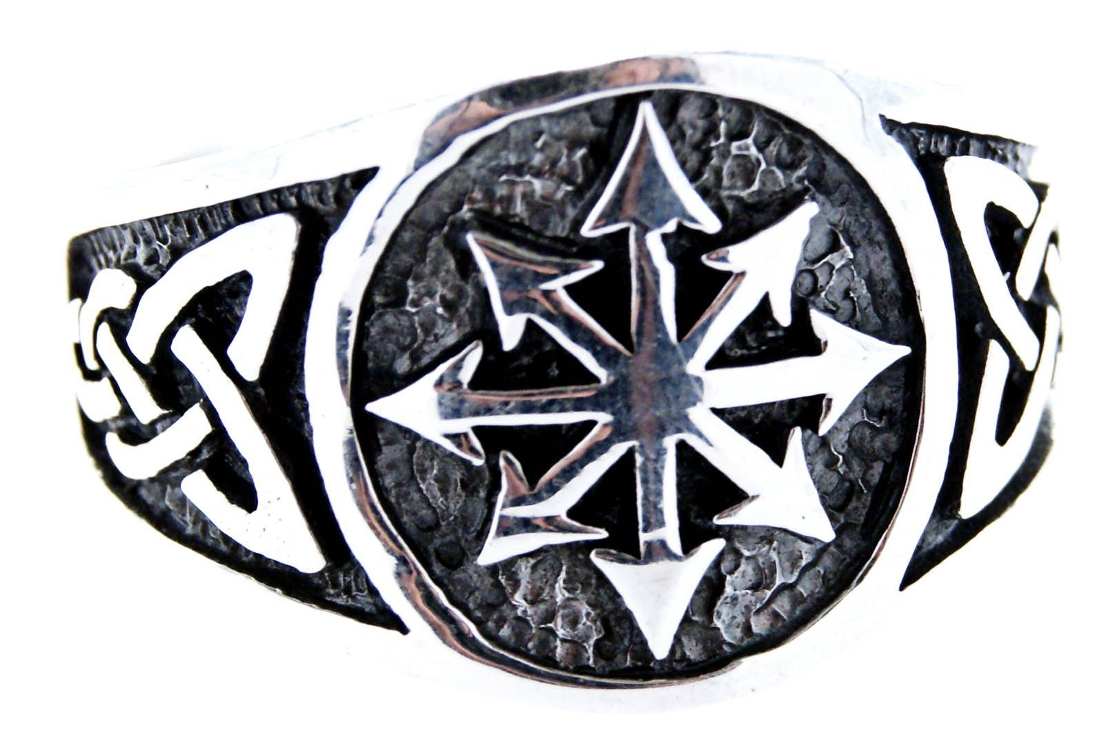 Kiss of Leather Chaosstern Silver Ring - Celtic Knot Design