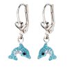 Schmuck23 Paar Ohrhänger Kinder Ohrringe Delfin 925 Silber, Kinderschmuck Kristalle Mädchen Geschenk