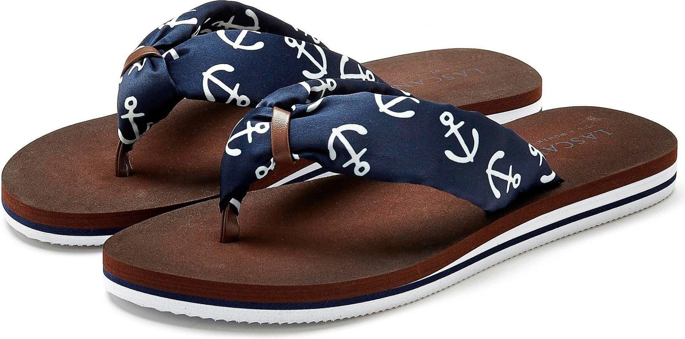 LASCANA Nautical Beach Slide Sandals - VEGAN Lightweight Pool Shoes