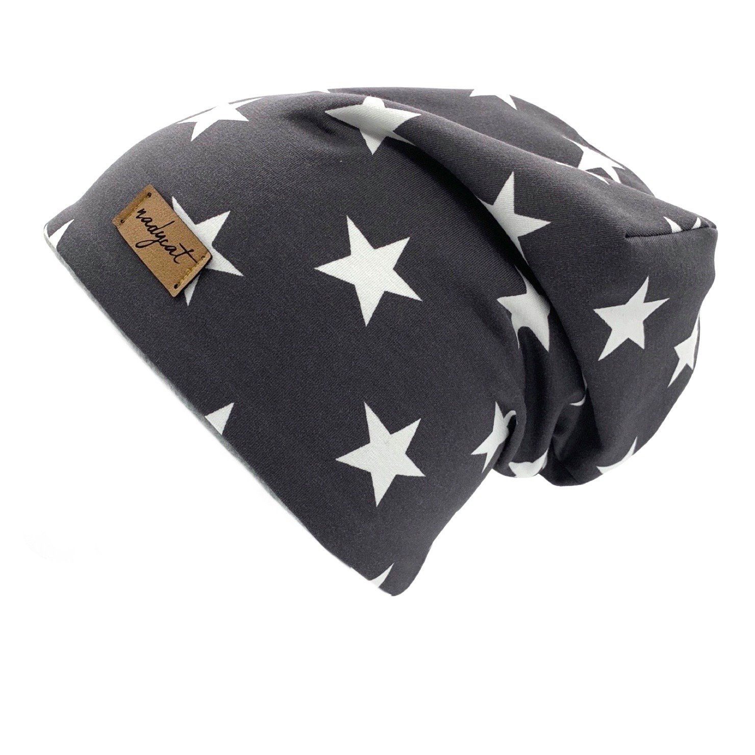 nad ycat Beanie GREY & WHITE STARS (2-St., Beanie mit passen dem Loop) handgefertigt aus der Lausitz
